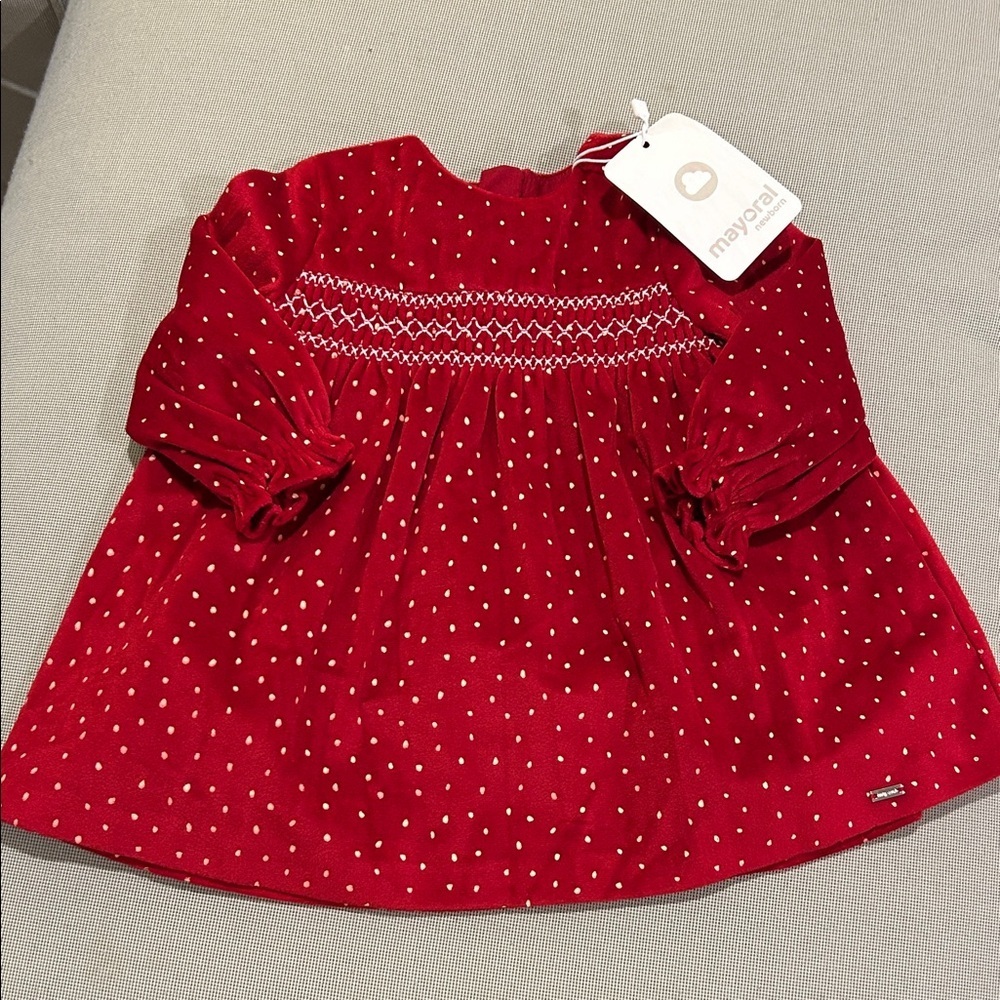 Mayoral Baby Red Velvet Holiday Dress Fully Lined